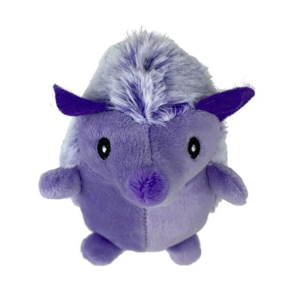 Multipet Mini Pet Plush Hedgehog Small Dog Toy with Squeaker, Purple